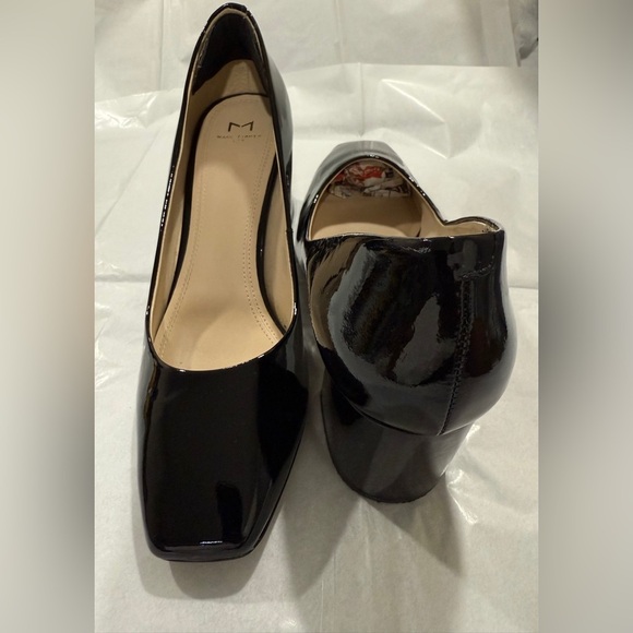 Marc Fisher LTD Black Patent Leather Pumps Women’s 8.5M | Square Toe Block Heel - Picture 4 of 7